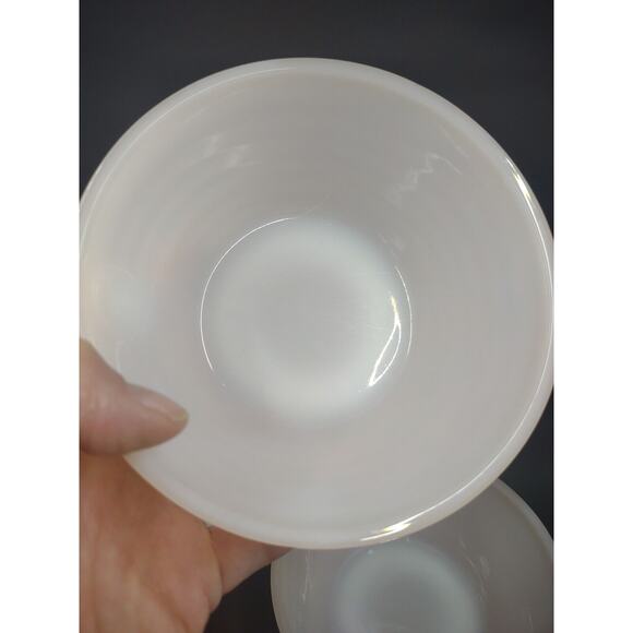 Vintage Fire King Bee Hive Handled Peach Luster Soup Bowl Oven Ware Set Of 3 - Picture 12 of 13